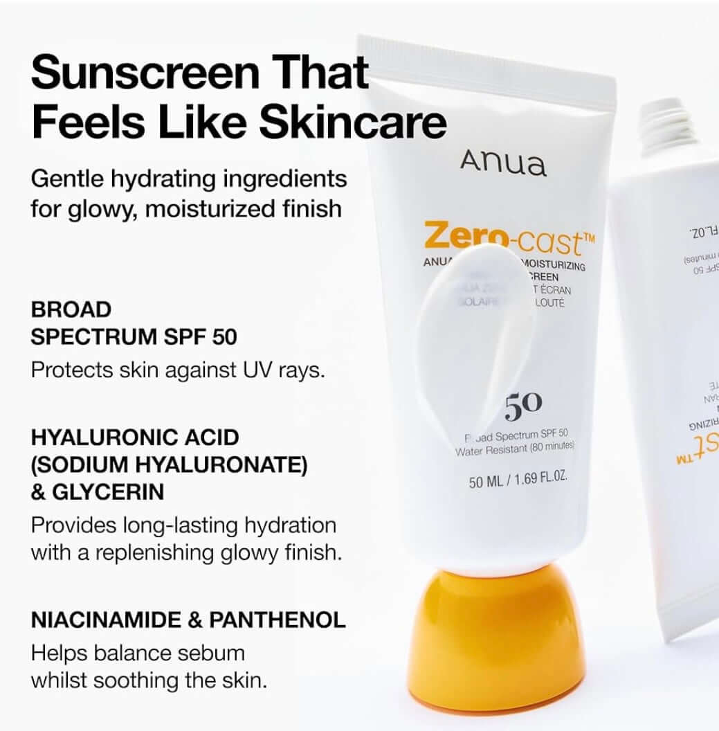 ANUA Zero-Cast Moisturizing Finish Sunscreen (50ml)