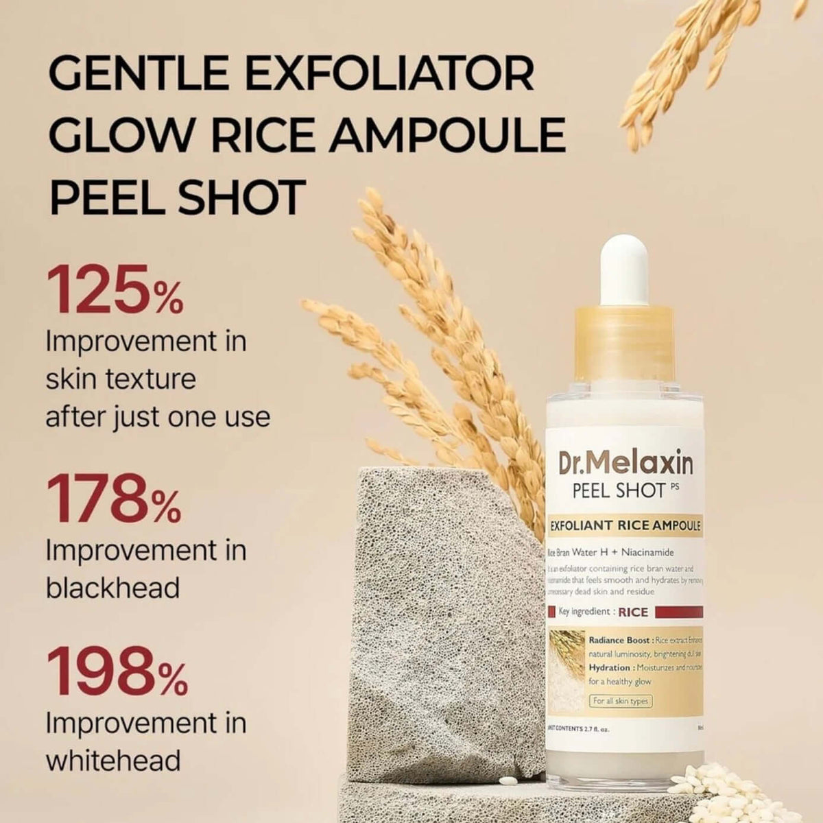DR.MELAXIN Peel Shot Exfoliating White Rice Ampoule (80ml)