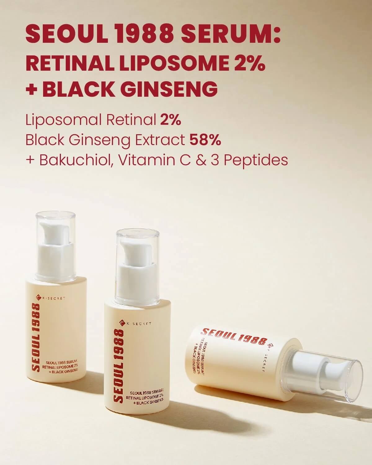 KSECRET SEOUL1988 Serum: Retinal Liposome 2% + Black Ginseng (30ml)