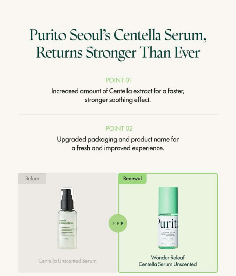 PURITO SEOUL Wonder Releaf Centella Serum Unscented (15ml/60ml)